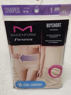 • NWT Maidenform Flexees Cool Comfort Boyshort Shapewear Size XL Beige
